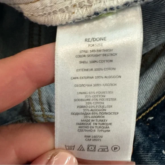 RE/DONE Originals 70s High Rise Short in Skylight Destroy